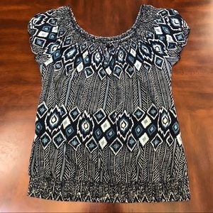 Lucky Brand Aztec Print Top Size Large